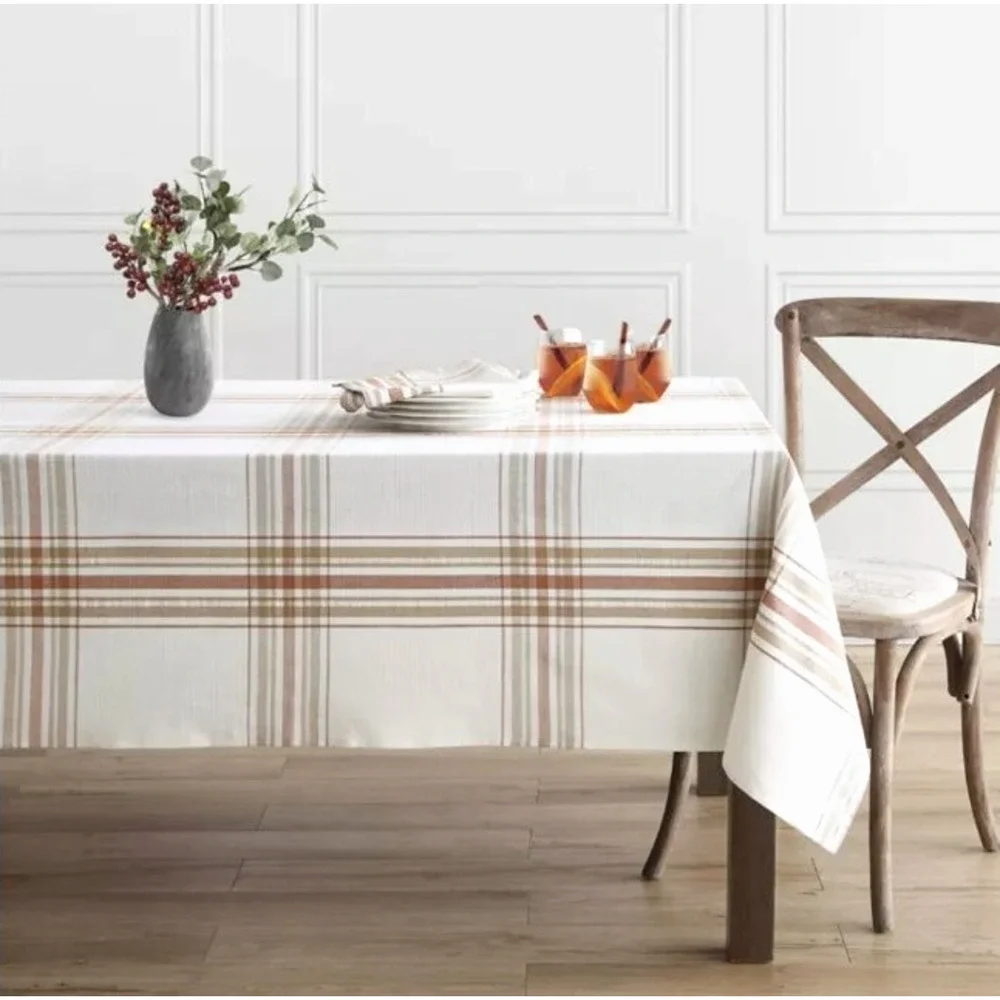 Ariana Plaid Tablecloth 60 x 120 Oblong Cotton Blend Multicolor Dining Kitchen